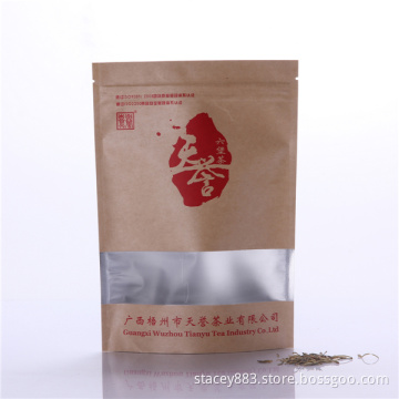 High quality stand up zipper kraft paper bag with window